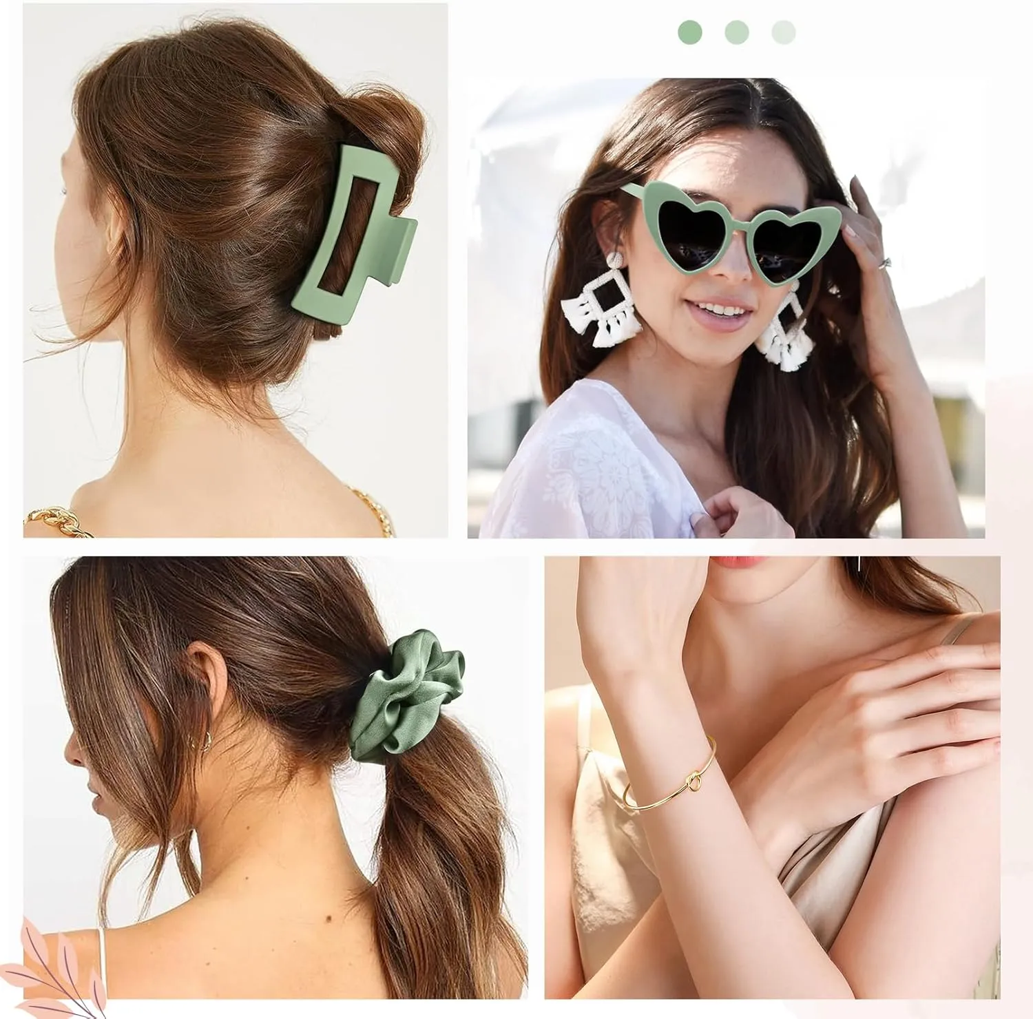 DEEKA 5 Pcs Bridesmaid Proposal Bag Set Gift Clear Makeup Toiletry Bag Bachelorette Party Favors Sunglasses Hair Claw Clips Scrunchies Knot Bracelets Bridal Wedding Party Gifts (Sage Green)
