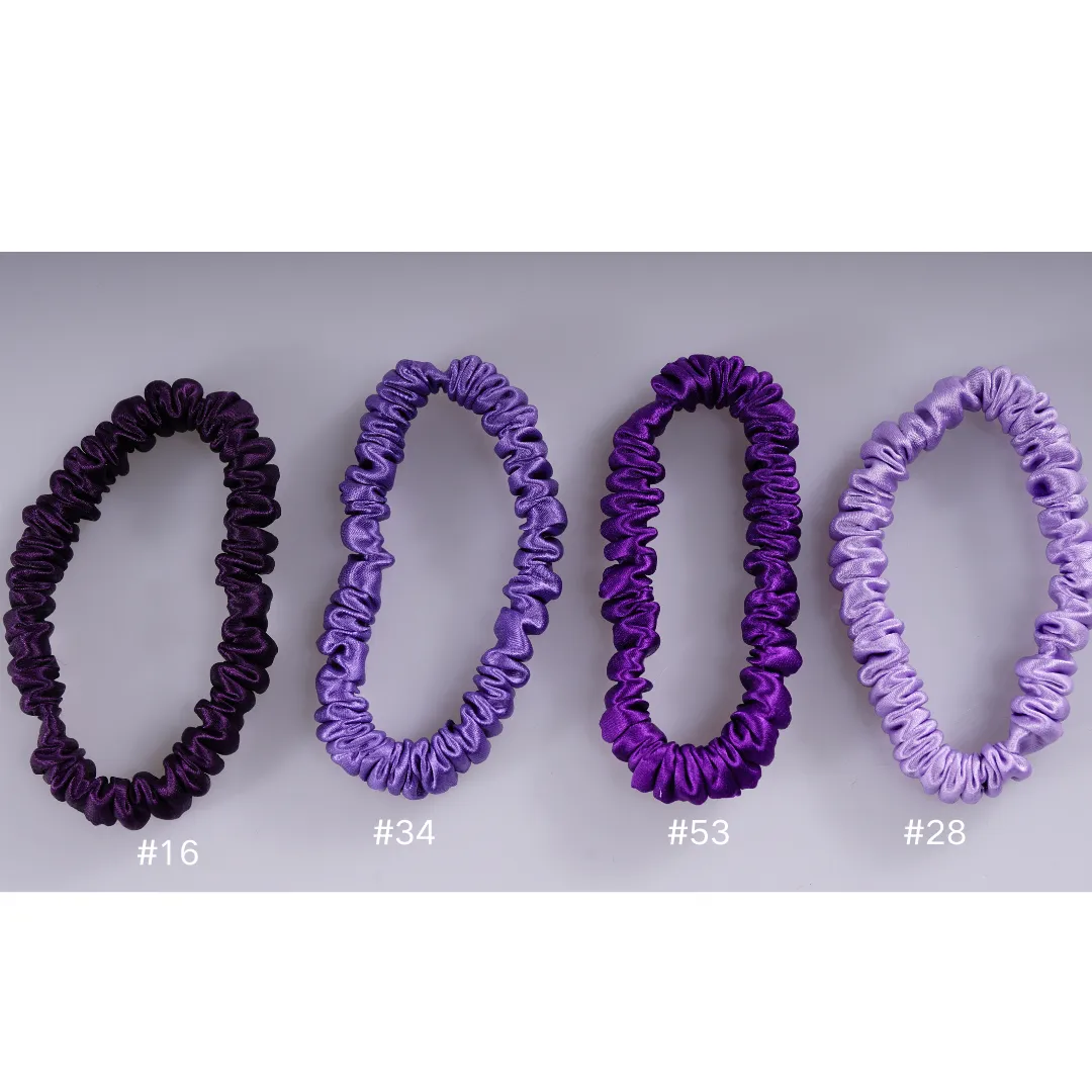 Deep Purple silk scrunchies mini
