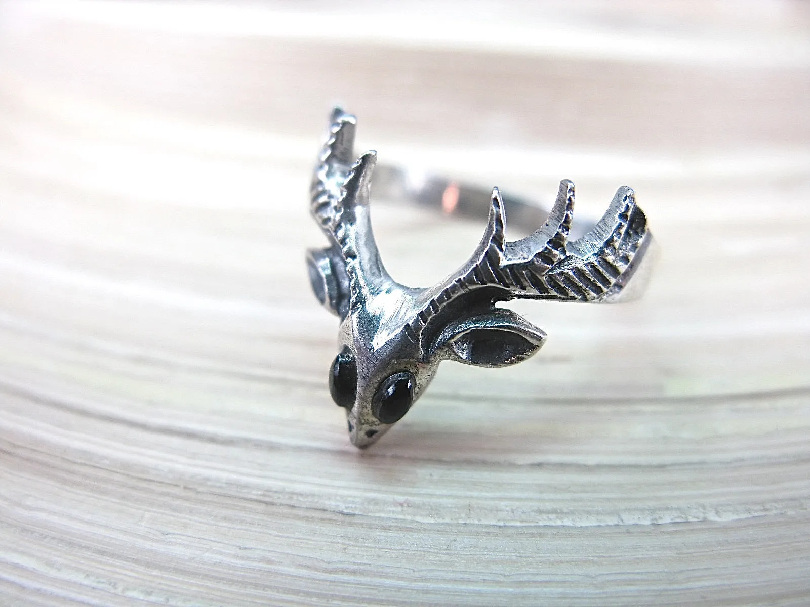 Deer Reindeer Ring in 925 Sterling Silver