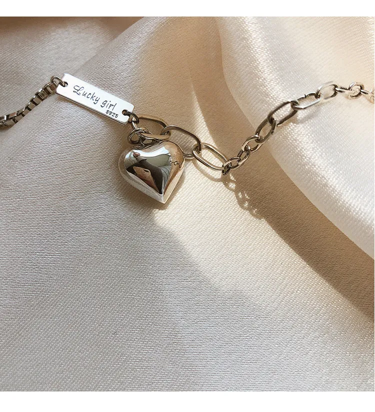 Delicate Handmade Silver Color Love Heart Anklet Bracelet for Women