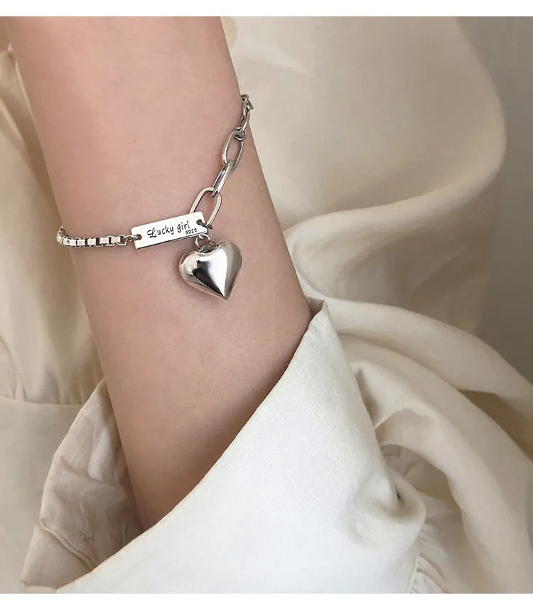 Delicate Handmade Silver Color Love Heart Anklet Bracelet for Women