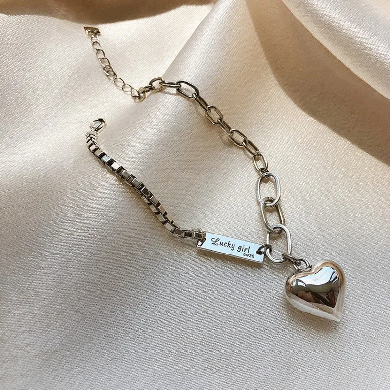 Delicate Handmade Silver Color Love Heart Anklet Bracelet for Women