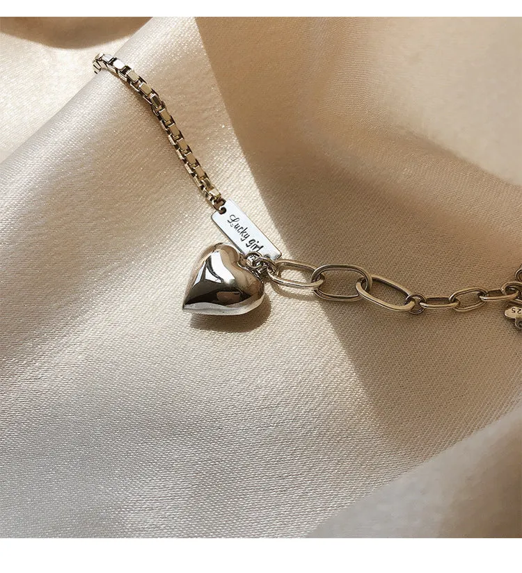 Delicate Handmade Silver Color Love Heart Anklet Bracelet for Women
