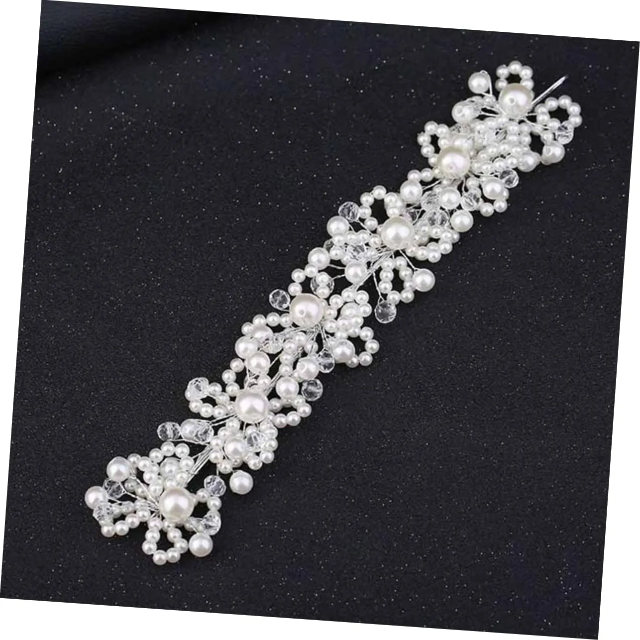 Delicate Pearl Headband for Bride Crystal Bridal Hair Accessories Wedding Pearl Headpiece for Women