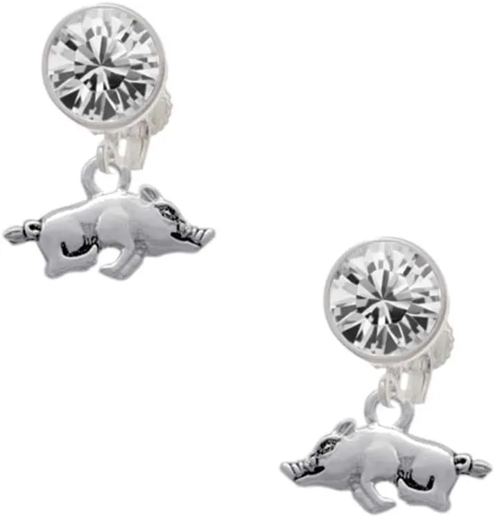 Delight Jewelry Antiqued Razorback - Large Crystal Clip on Earrings