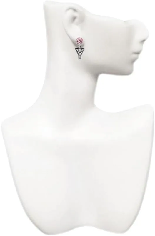 Delight Jewelry Black Nickeltone Crystal Initial - Y - Beaded Border - Large Crystal Clip on Earrings