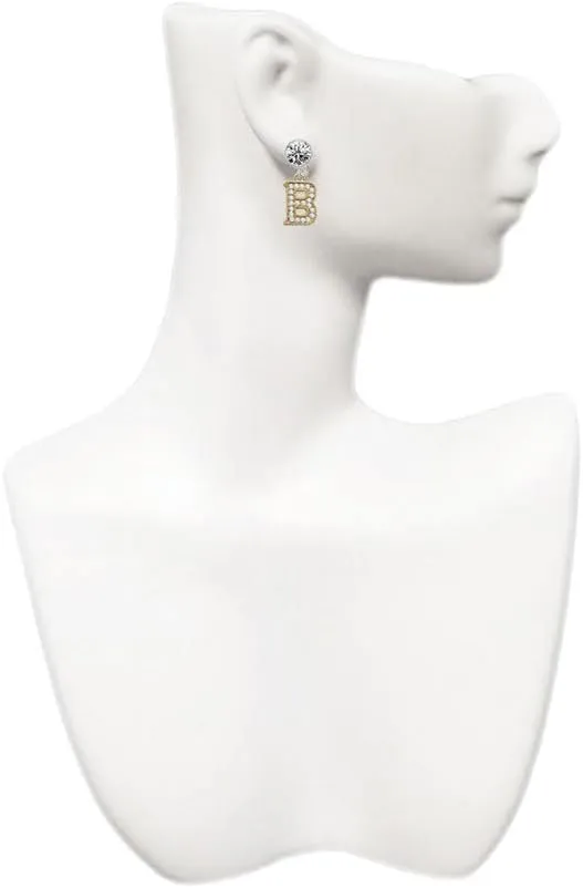 Delight Jewelry Goldtone Crystal Initial - B - Large Crystal Clip on Earrings