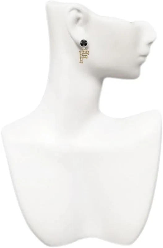 Delight Jewelry Goldtone Crystal Initial - F - Large Crystal Clip on Earrings