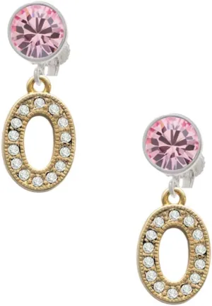 Delight Jewelry Goldtone Crystal Initial - O - Large Crystal Clip on Earrings