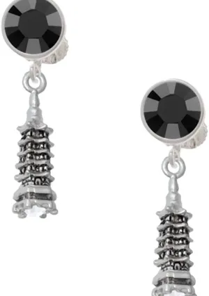 Delight Jewelry Pagoda with Clear Crystal - Large Crystal Clip on Earrings