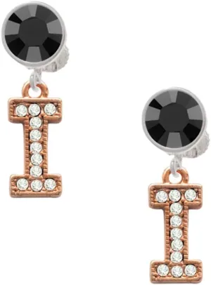 Delight Jewelry Rose Goldtone Crystal Initial - I - Large Crystal Clip on Earrings