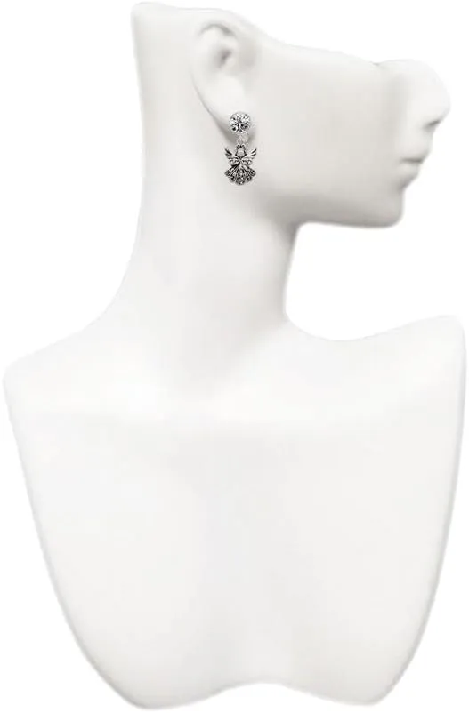 Delight Jewelry Silvertone Angel - Large Crystal Clip on Earrings