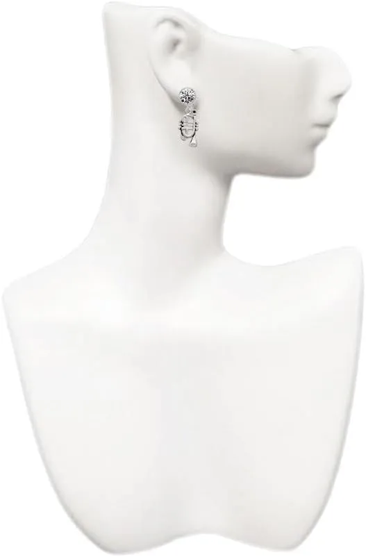 Delight Jewelry Silvertone Cornet - Large Crystal Clip on Earrings