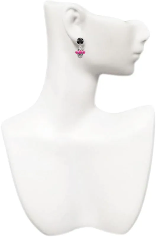 Delight Jewelry Silvertone Crystal Hot Pink Spinner - Large Crystal Clip on Earrings
