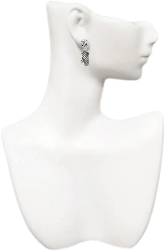 Delight Jewelry Silvertone Oven Mitt - Large Crystal Clip on Earrings