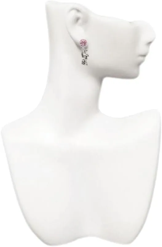 Delight Jewelry Silvertone Unicorn - Large Crystal Clip on Earrings