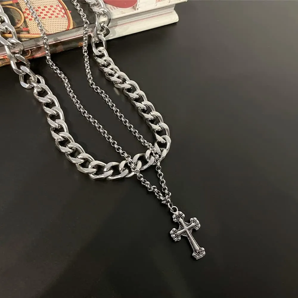 Diamond Necklaces for Women, Double Cross Pendant Necklace Dainty Gold Necklace Trendy Gold Necklace Jewelry Gifts for Girls
