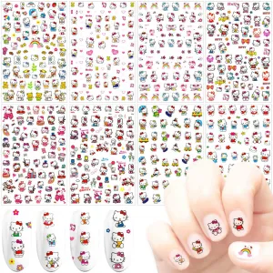 DIBESTS Cute Cartoon Nail Stickers 3D Self-Adhesive Decals Art Supplies Kawaii Cat Design for Women Kids Girls Manicure Gifts Decoration Accessories (2 Sheets 150  Decals) 2 Count (Pack of 1)