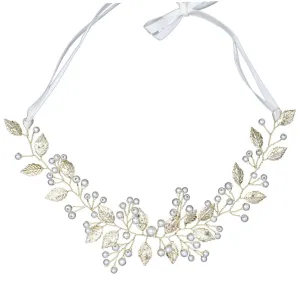 Didiseaon Elegant Pearl Leaf Headband Bridal Headband for Wedding Hair Jewelry Fit