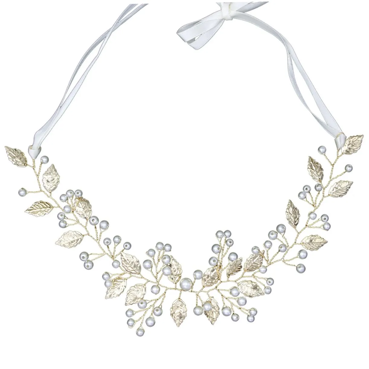 Didiseaon Elegant Pearl Leaf Headband Bridal Headband for Wedding Hair Jewelry Fit