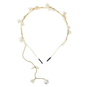 Didiseaon Fashionable Women Headband Pearl Flower Bridal Headband Hair Accessory for Wedding