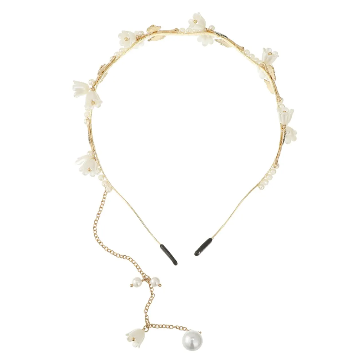 Didiseaon Fashionable Women Headband Pearl Flower Bridal Headband Hair Accessory for Wedding