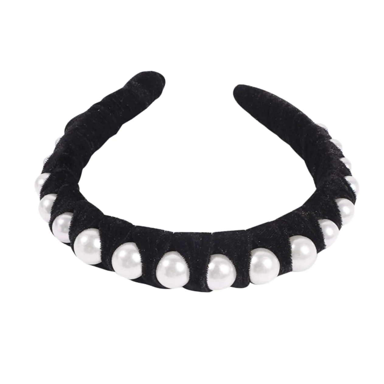 Didiseaon Unique Pearl Headdress Gold Velvet Elegant Hair Accessory Hair Hoop for Girls Women Party Wear