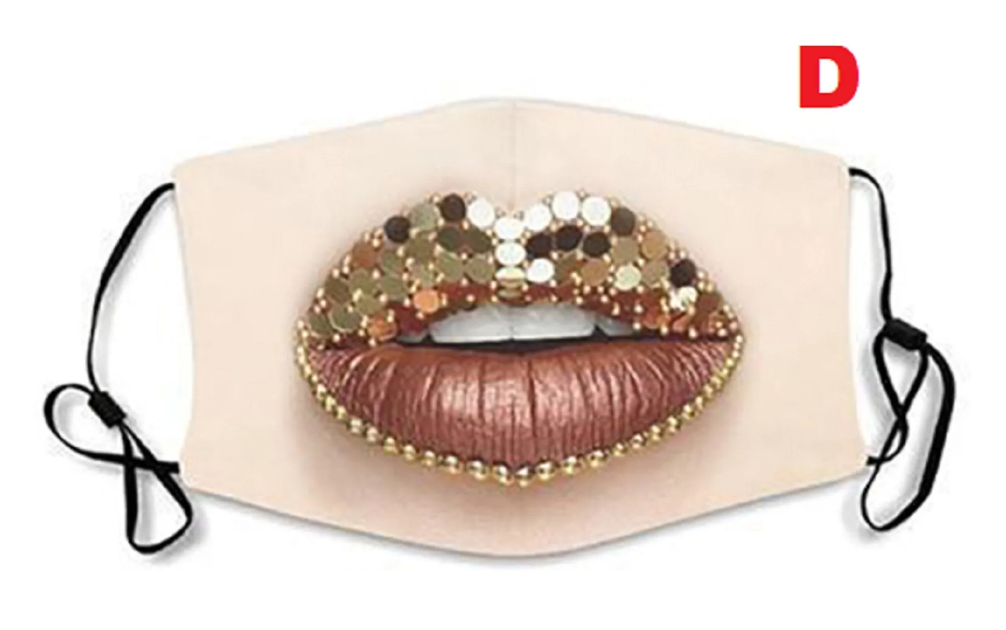 Digital printed Lip Design facial expression wacky lady face masks with pocket filter   2 free filter - Original4u