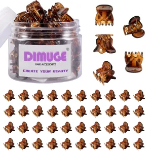 DIMUGE 45 pcs Brown Mini Hair Clips for Women and Girls 1/2 Inch Tiny Claw Clips Holder Hair Back, Clamp Bangs, Durable Strong Grip Non-slip Small Hair Clips.