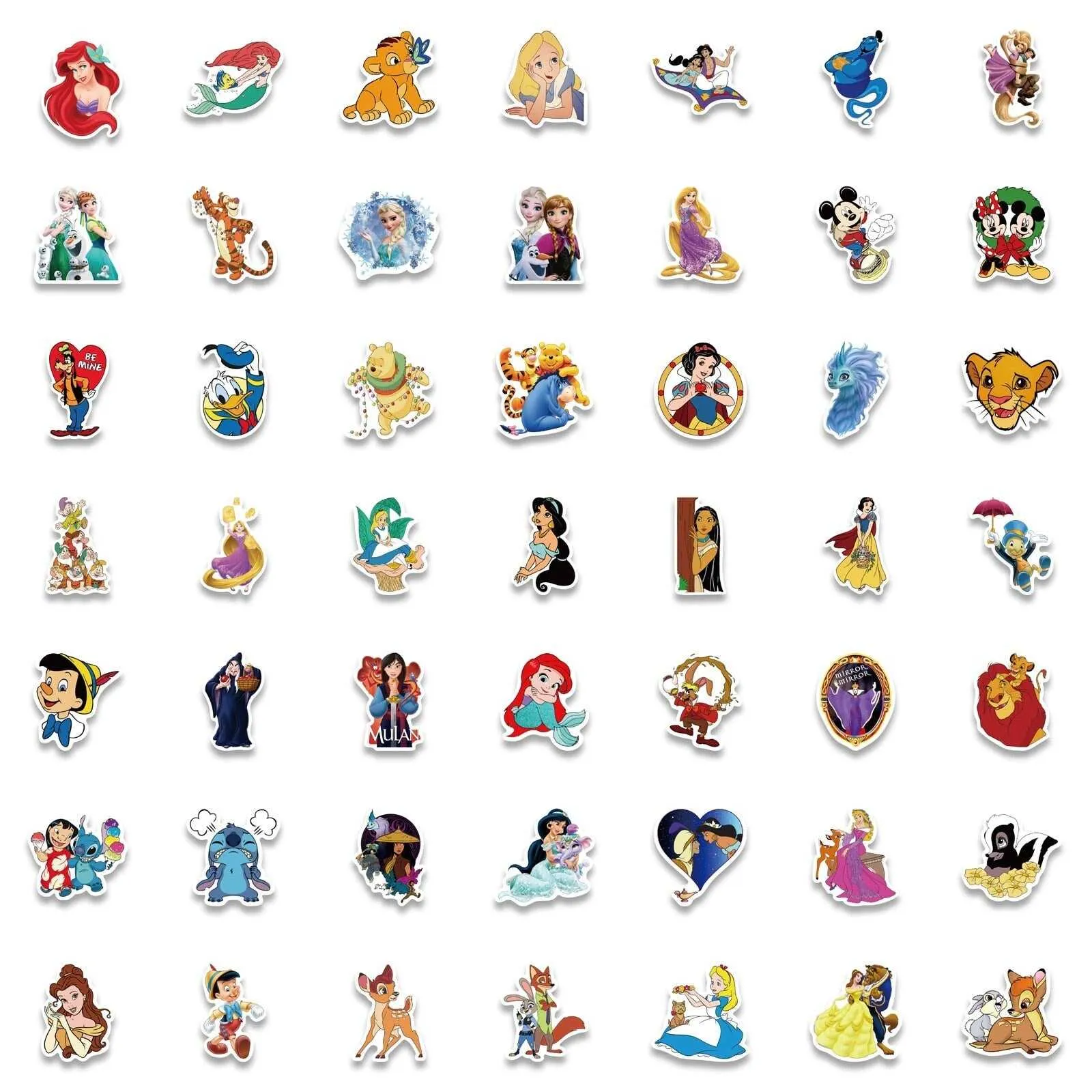Disney Mix Princess Stickers - Famous Cartoon Bundle Waterproof