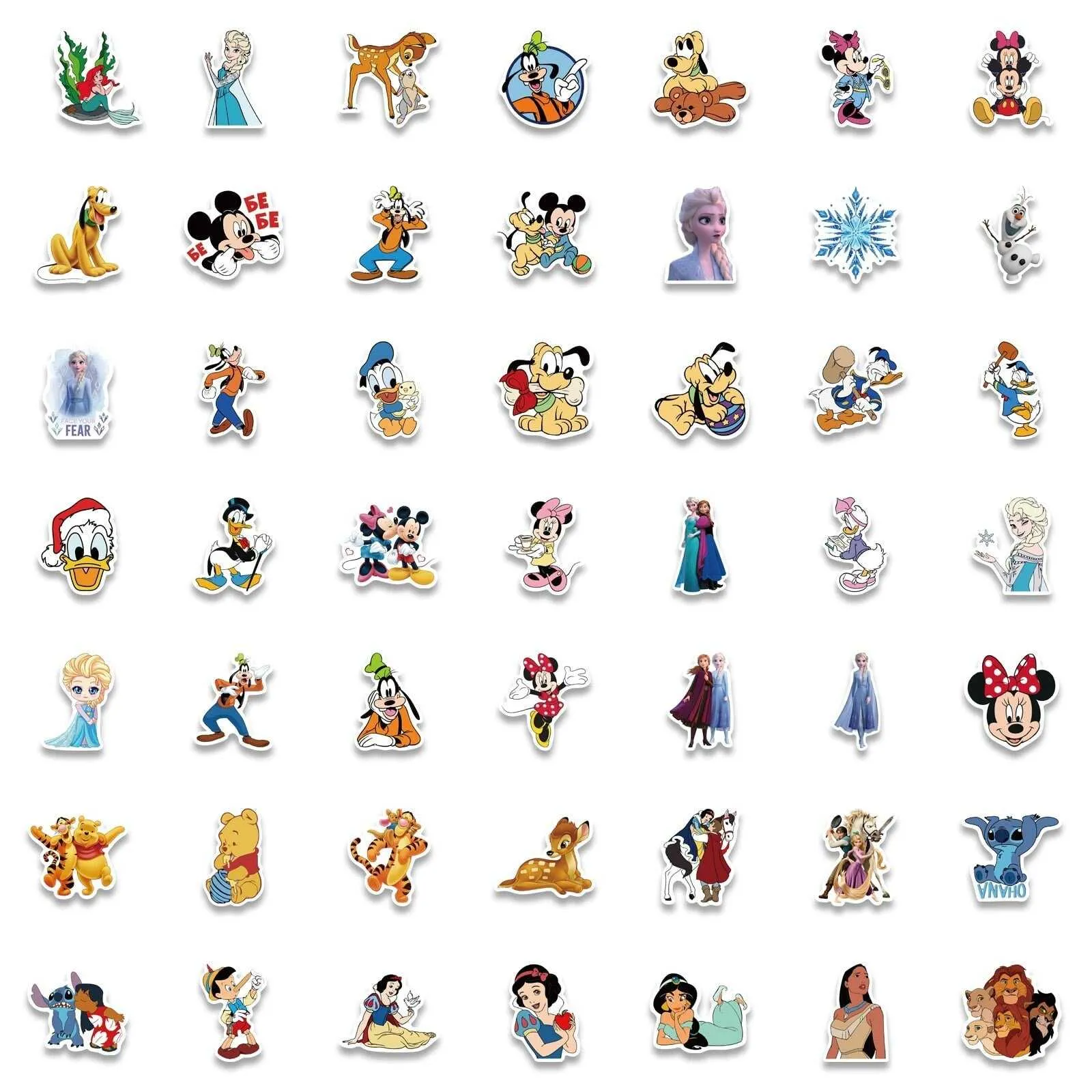 Disney Mix Princess Stickers - Famous Cartoon Bundle Waterproof