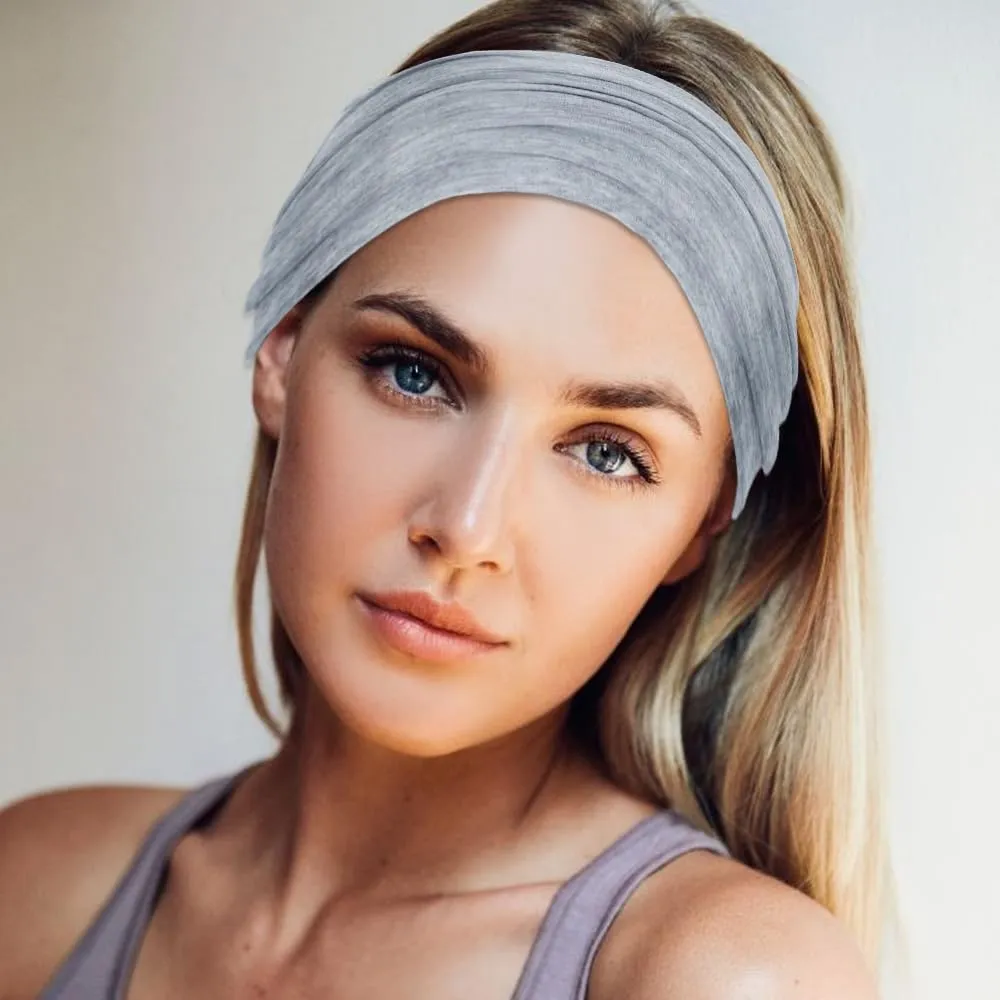 Dizila 8 Pieces Solid Soft Stretchy Boho Wide Headbands Running Yoga Gym Sports Turban Headwraps Hair Bands Accessories for Women Girls