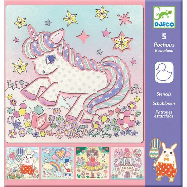 Djeco Stencils - Kawailand - Unicorns and Bunnies