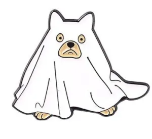 Dog in Ghost Costume Pin