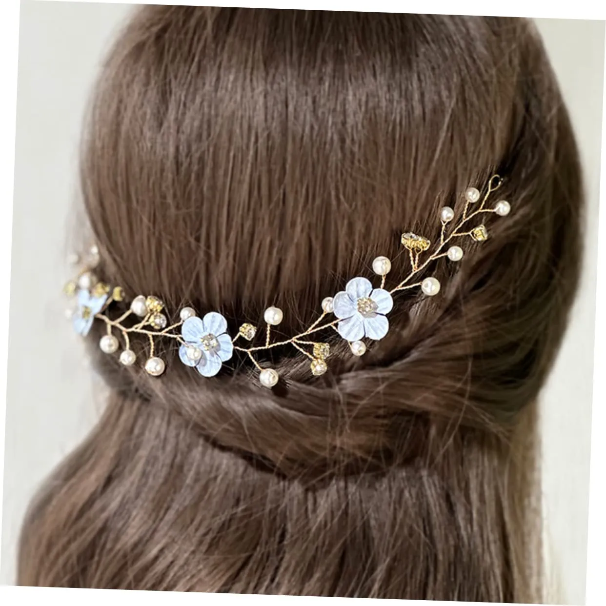 DOITOOL Luxurious Wedding Hair Vines Pearl Bride Headband Bridal Headpieces for Wedding Hair Toers