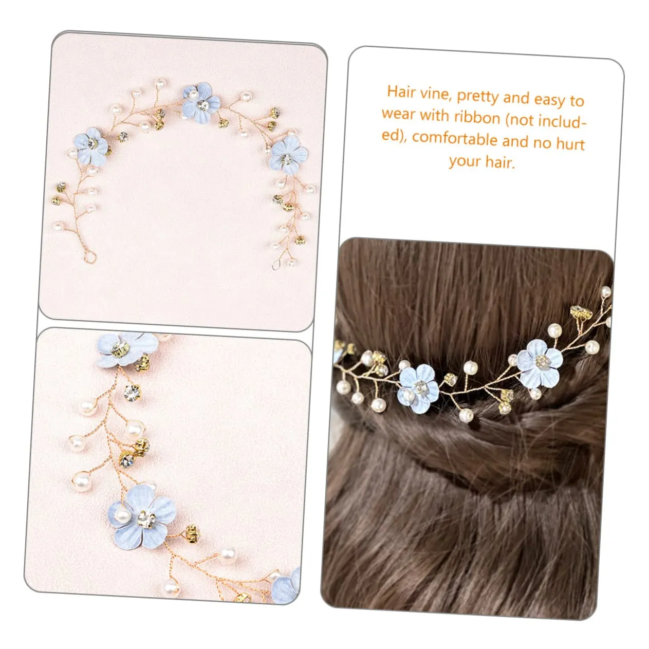 DOITOOL Luxurious Wedding Hair Vines Pearl Bride Headband Bridal Headpieces for Wedding Hair Toers
