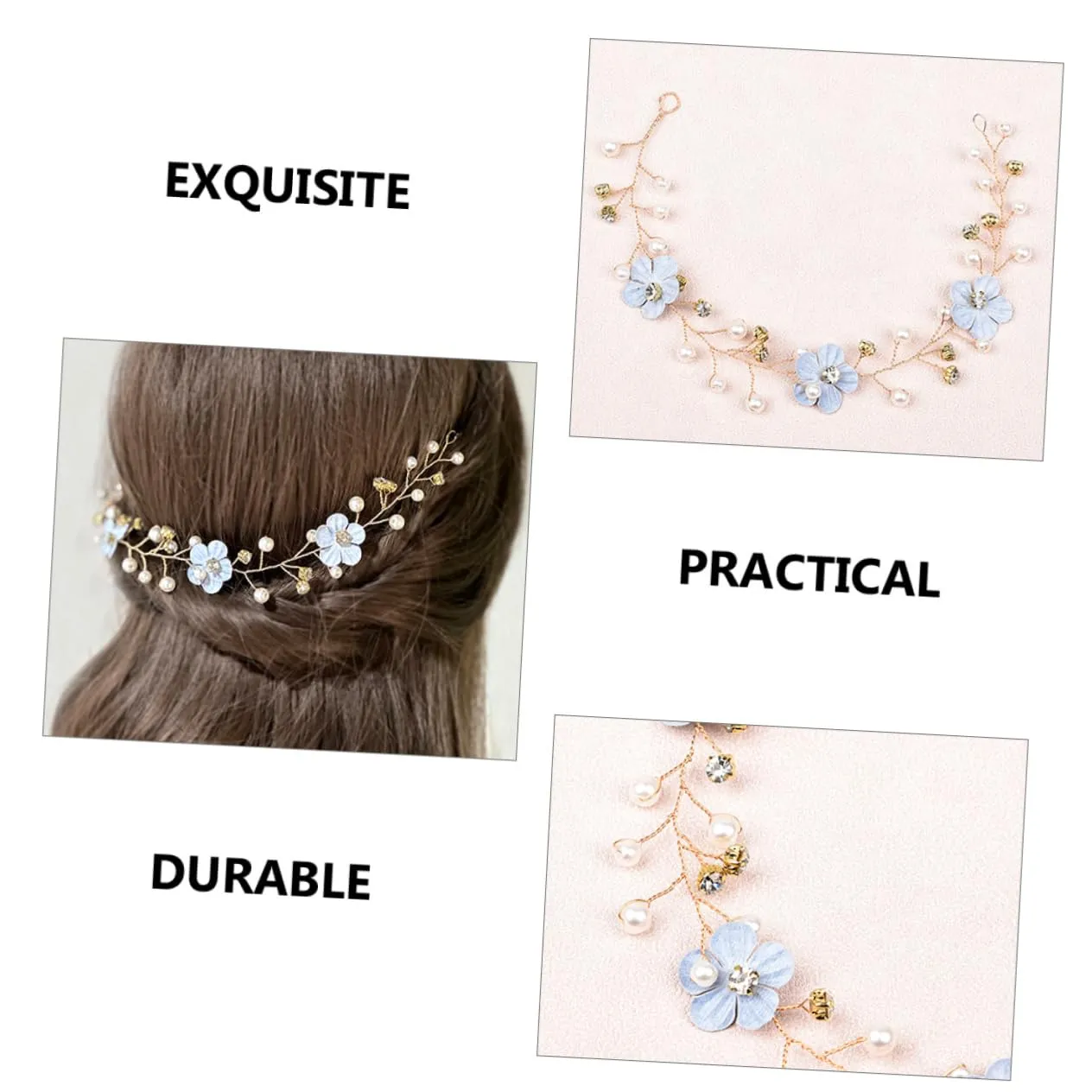 DOITOOL Luxurious Wedding Hair Vines Pearl Bride Headband Bridal Headpieces for Wedding Hair Toers