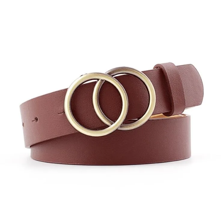 Double Ring  PU Leather Metal Buckle