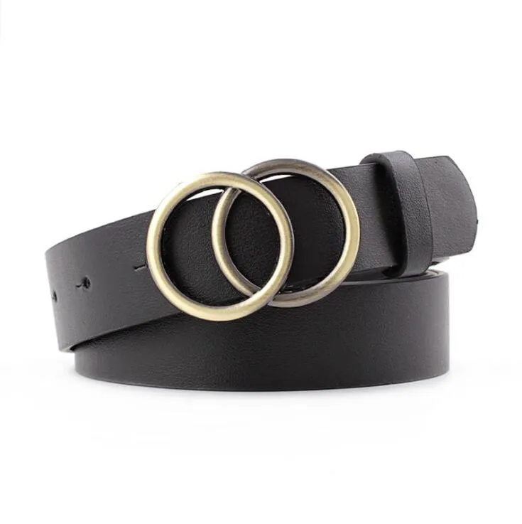 Double Ring  PU Leather Metal Buckle