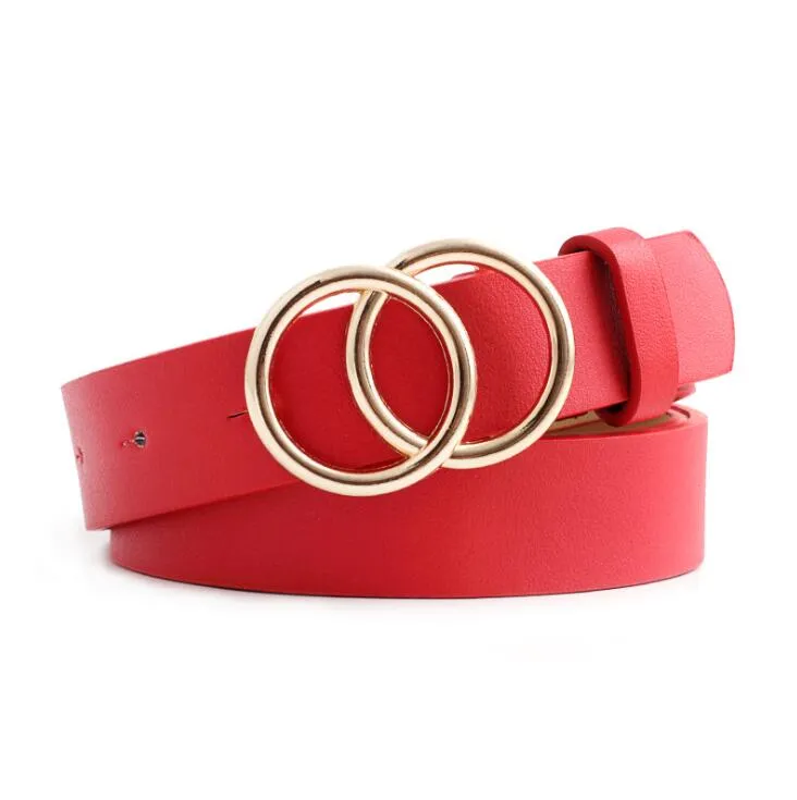 Double Ring  PU Leather Metal Buckle