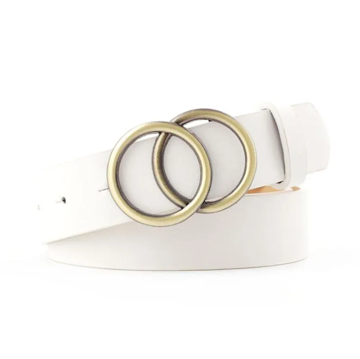 Double Ring  PU Leather Metal Buckle