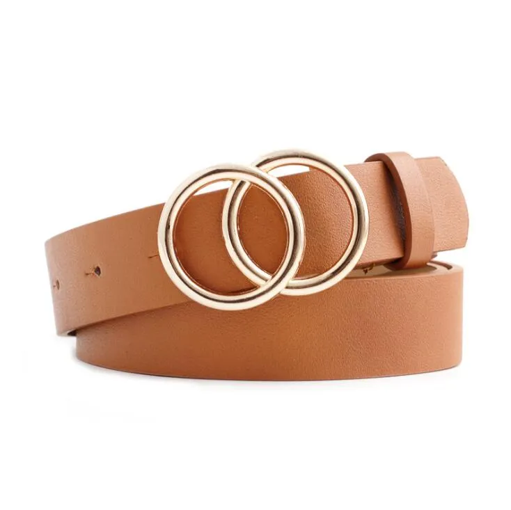 Double Ring  PU Leather Metal Buckle