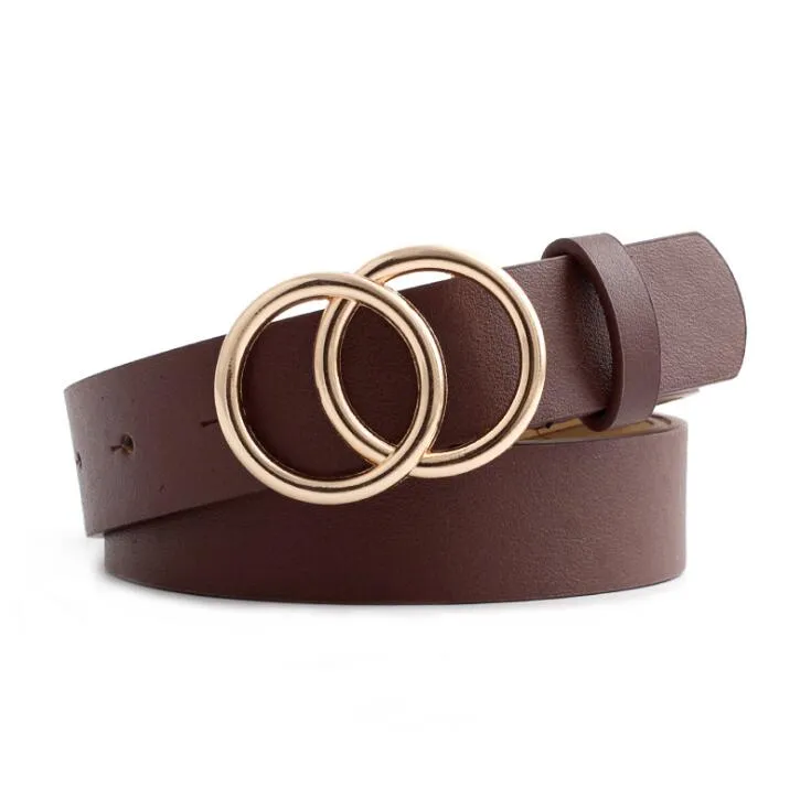 Double Ring  PU Leather Metal Buckle