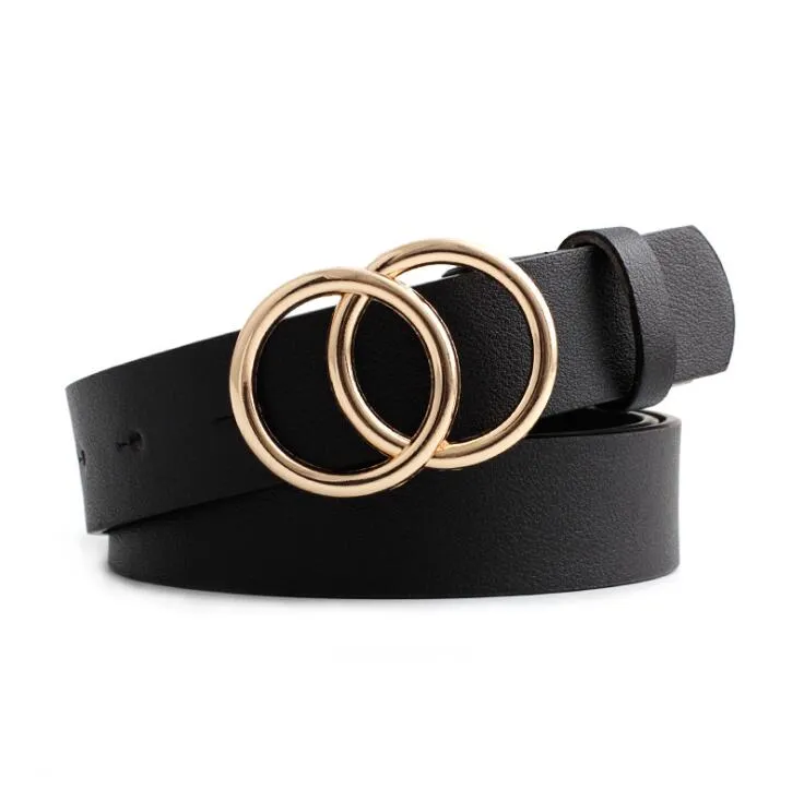 Double Ring  PU Leather Metal Buckle