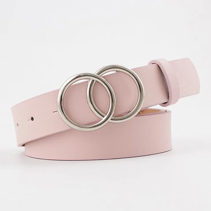 Double Ring  PU Leather Metal Buckle