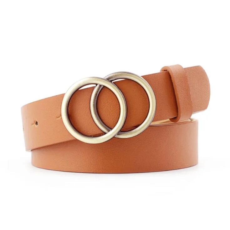 Double Ring  PU Leather Metal Buckle