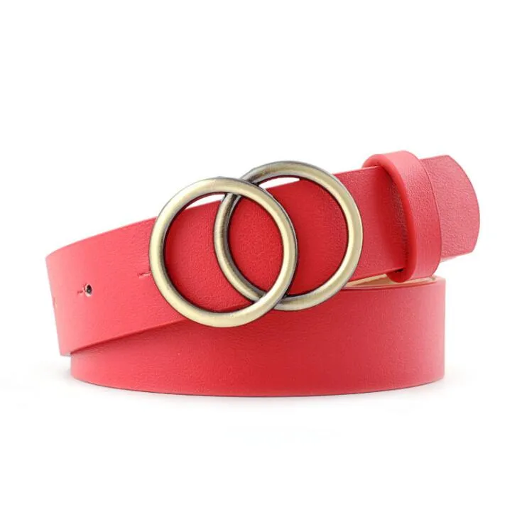 Double Ring  PU Leather Metal Buckle