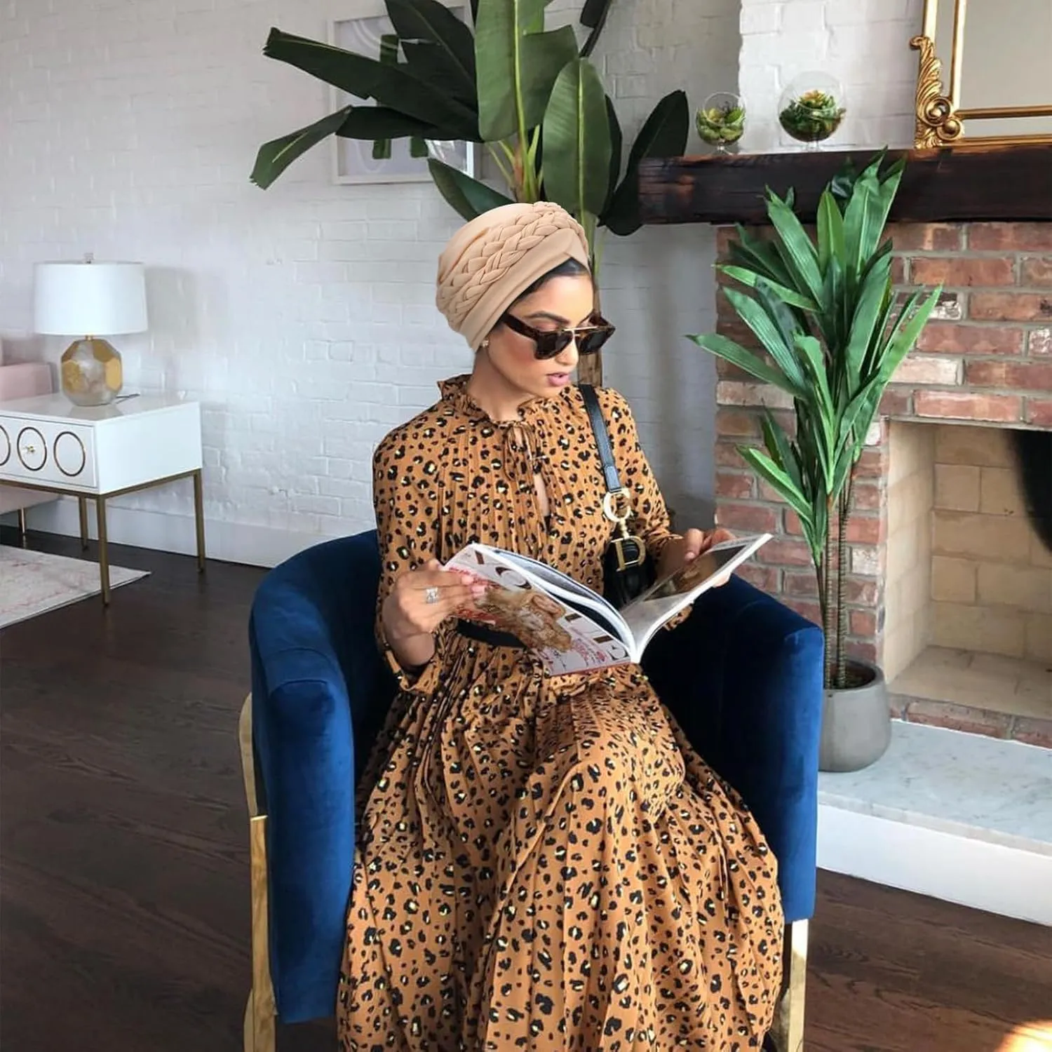 DRESHOW African Women Turban Caps Beanie Twist Headscarf Pre-Tied Double Twisted Braid Hair Cover Wrap Hat Chemo Cancer Cap