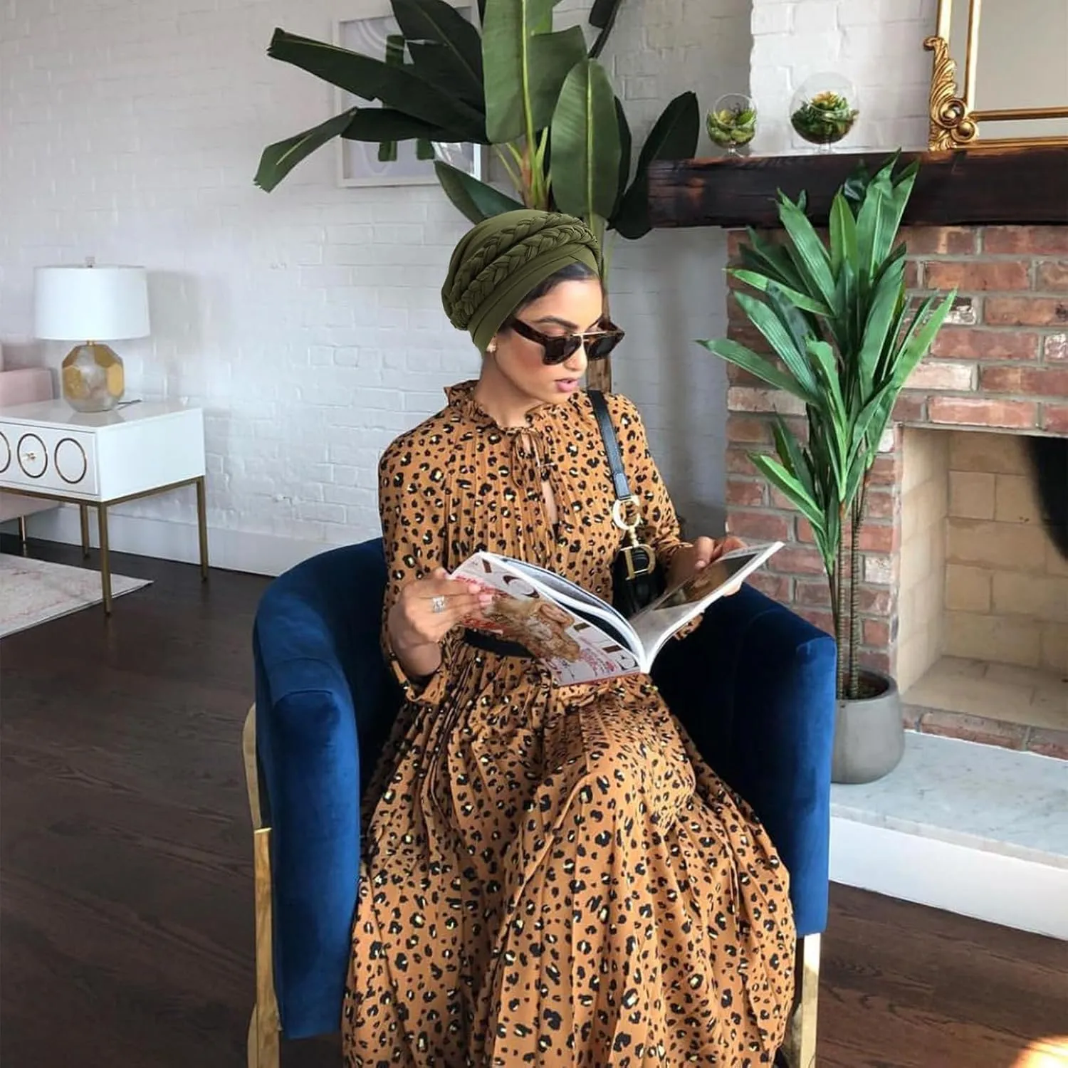DRESHOW African Women Turban Caps Beanie Twist Headscarf Pre-Tied Double Twisted Braid Hair Cover Wrap Hat Chemo Cancer Cap