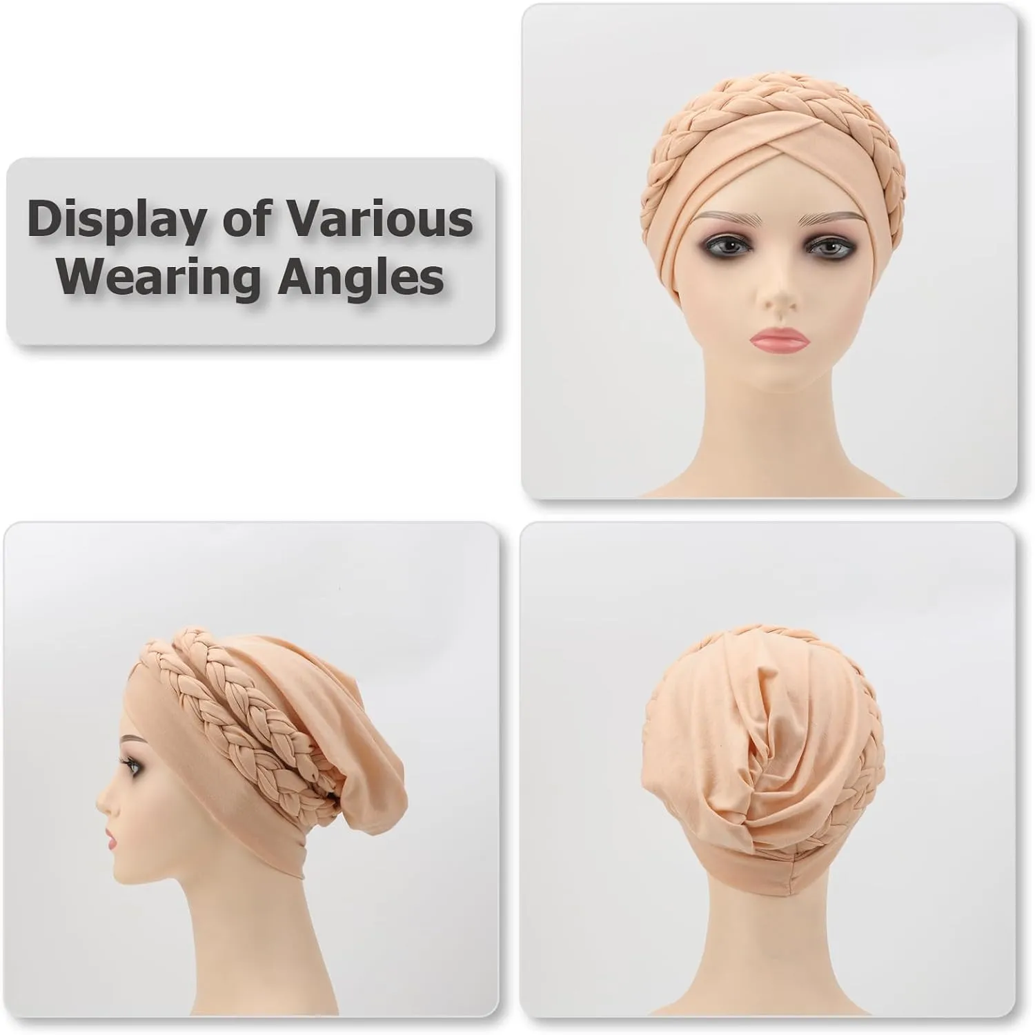 DRESHOW African Women Turban Caps Beanie Twist Headscarf Pre-Tied Double Twisted Braid Hair Cover Wrap Hat Chemo Cancer Cap